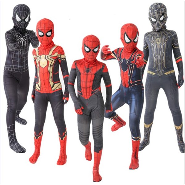 Mub- Punainen ja musta Spiderman-asu Hämähäkkimies-asu Hämähäkkimies-asut Lapset Lapset Hämähäkkimies Cosplay-vaatteet halloween-asu I 110