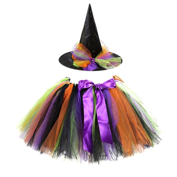 Halloween Hekse kjole sæt Tutu fest kostume heks boble nederdel børnefest fødselsdag festival show størrelse M(M)