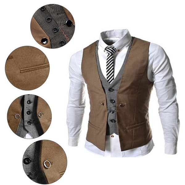 Falsk To-delt Chaleco Double khaki L