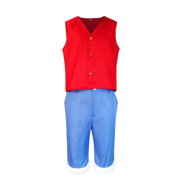 Mub- Luffy-asu, olkihattu Cosplay-asu Halloween Comic Con -animejuhliin lapsille ja taaperoille Top+pants 3 XL