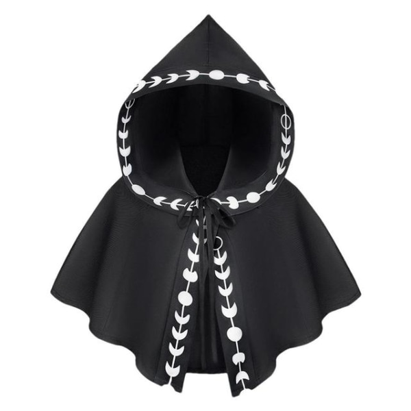 Mub- Middelalderlig Mænd Kvinder Kappe Halloween Print Troldmand Cosplay Kostume Kort Hætte Kappe Halloween Karneval Fest Cosplay Tilbehør 2