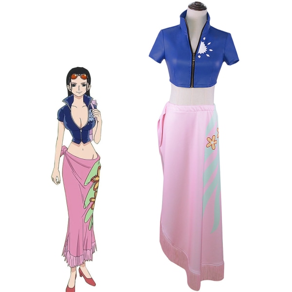 Mub- BAIGE Anime Nico Robin Leather Jacket Long Skirt Cosplay Costumes Miss Allsunday Woman Top Skirt  Halloween Costumes Set XL