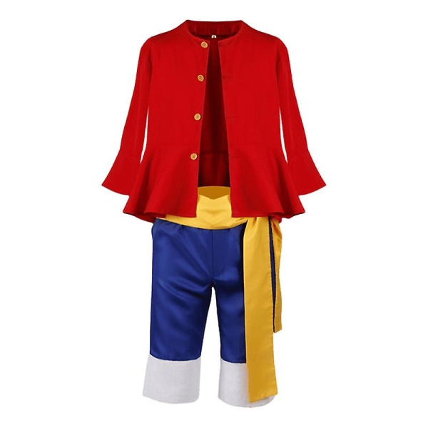 Luffy Cosplay Kostyme Anime Monkey D Luffy Cosplay Uniform Hat Halloween Kostyme For Menn Gutter Barn -a costume and hat adult XL