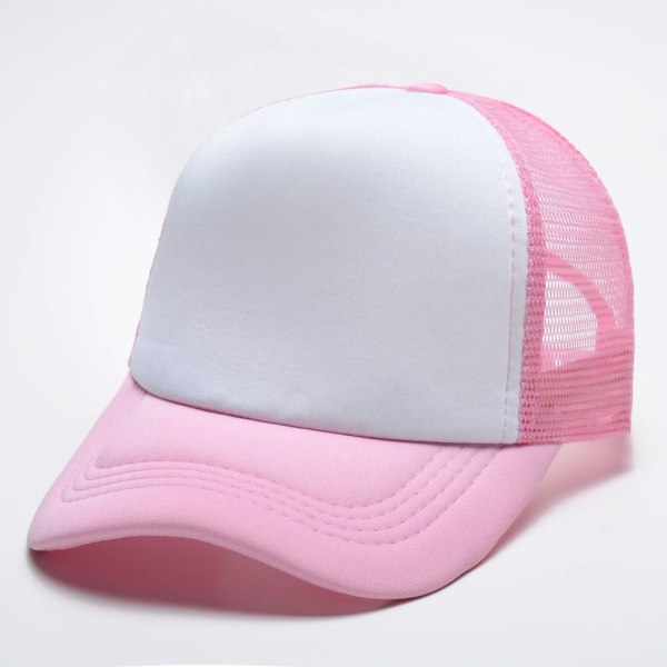 Mub- Wholesale Hip Hop Cotton Mesh Trucker Hat Blank Casquette Baseball Custom Logo Print 5 Panel Embroidered Sports Caps Pink White