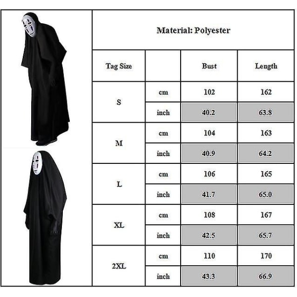 2023 No Face Kaonashi Costume, Spirited Away Cosplay Outfit For Mens, Japanese Anime Role Play Fancy Dress Up For Halloween Party -a L