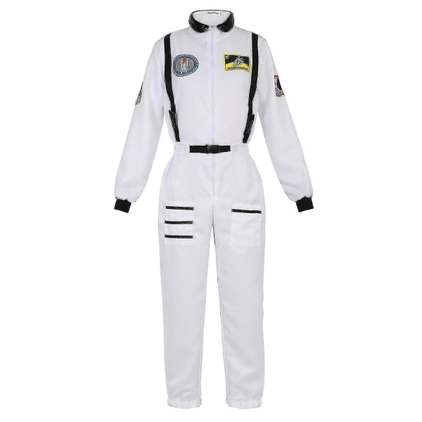 Astronaut Costume Space Suit For Adult Cosplay Costumes Zipper Halloween Costume Couple Flight Jumpsuit Plus Size Uniform -a White for Women XXL