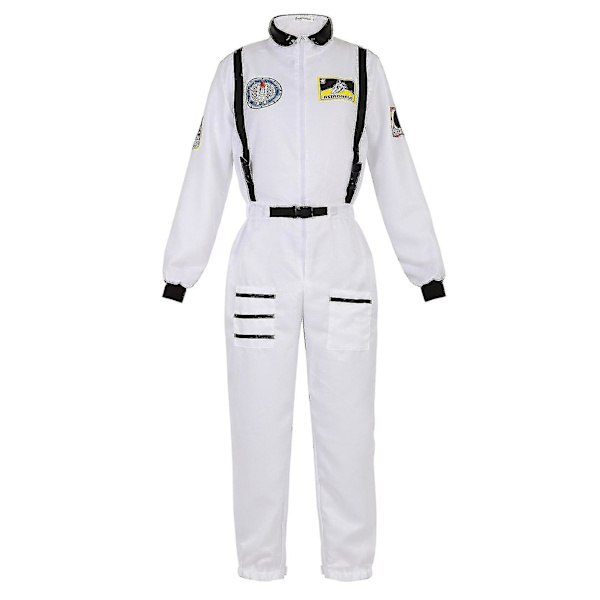 Astronaut Costume Space Suit For Adult Cosplay Costumes Zipper Halloween Costume Couple Flight Jumpsuit Plus Size Uniform -a White for Women XXXL