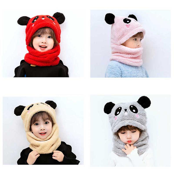 Mub- Winter Children Hat Plus Fleece Kids Caps Cartoon Hat For Girls Boys Scarf Thicken Cap Newborn Photography Baby Stuff 56~58cm-1