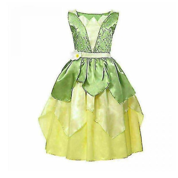 Drømmeprinsessen Tiana Girls Fancy Dress And The Frog Børnekostume Halloween -a 110cm