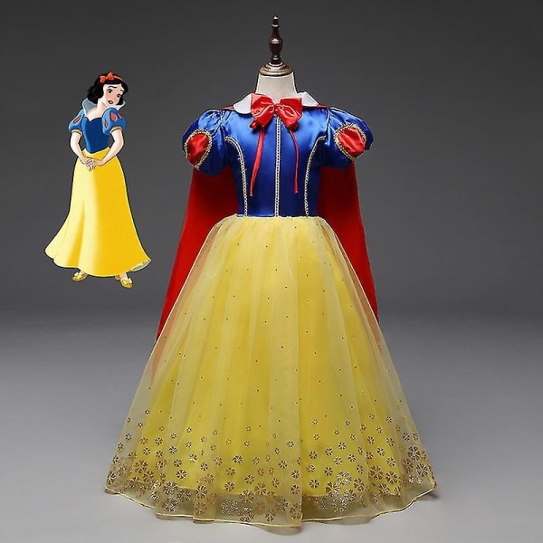 Snow White Princess Cosplay Costume Cape Dress Kids Girls Halloween Performance Party Fancy Dress -a 3-4 Years