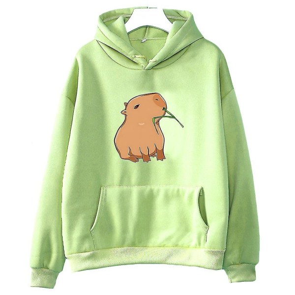 Sjov Capybara Print Hoodie til kvinder/mænd Kawaii Cartoon Tops Sweatshirt til piger Unisex Fashion Harajuku Graphic Hooded Pullovers-G .i light-green XXL