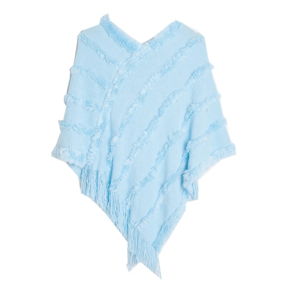 Mub- Vår, höst och vinter V-ringning enfärgad stickad plysch sjal 01# light blue