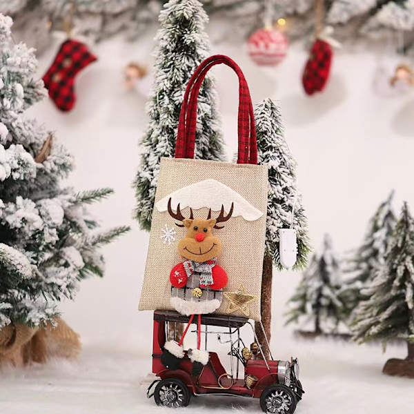 Mub- Jul äppelväska tecknad docka Julklapp påse godis dagis gåva C-D03 Elk Fot Presentpåse