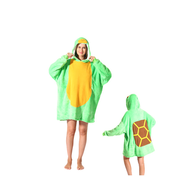 Mub- Piirretty lat pyjamahousut pullover-paita flanellipyjama syksy ja talvi flanellipeittopaita hupparipeitto Turtle TV
