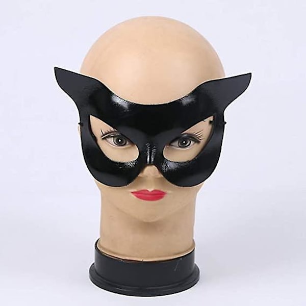 Halloween Cat Mask Catwoman Halvmask Svart Mask Halvt ansikte Sexig Catwoman Skönhetsmask Halloween Party Kostym