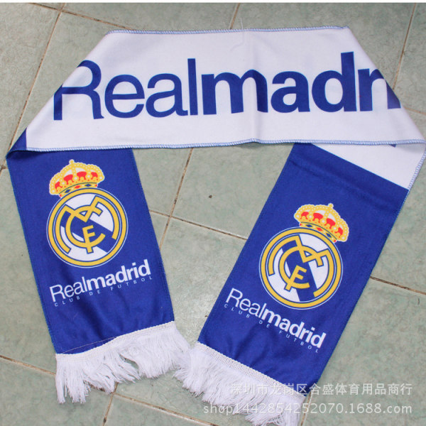 Mub- Fans Real Madrid, Liverpool, Miami haklappar, halsdukar, fotbollsfans, höst och vinter jubel, handviftande halsdukar Real Madrid blåvitt