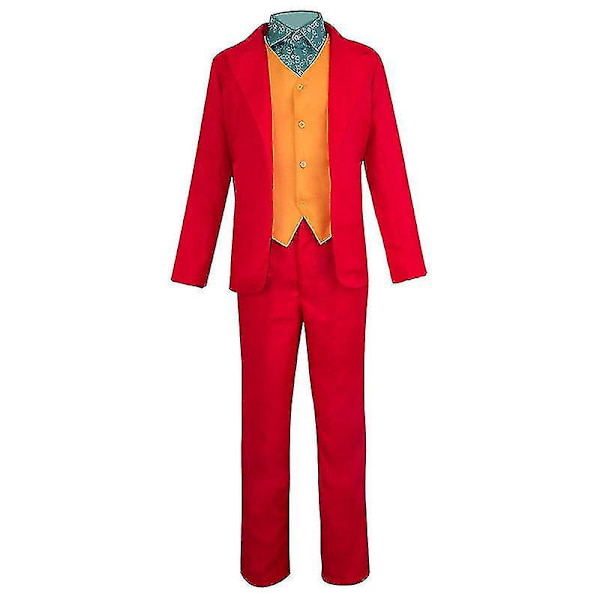 Clown Joker Costume Red Suit Jacket Pants Shirt Outfits Halloween Costumes For Kids Men Carnival Masquerade Party Joker Cosplay -a One Size Suit and Mask