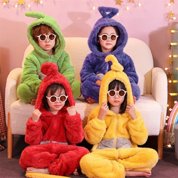 Anime Cosplay Teletubbies Onesie kostume til børn Jumpsuits -a green 110cm