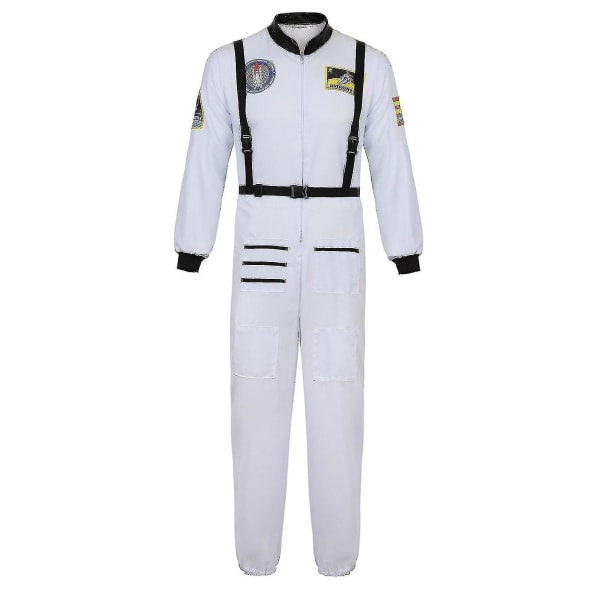 Astronaut Kostume Rumdragt Til Voksen Cosplay Kostumer Lynlås Halloween Kostume Par Flyvedragt Plus Størrelse Uniform -a White for Men L