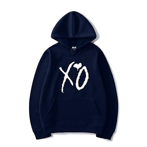 The Weeknd trykte hettegensere Xo Mote Print Hetteskjorte Herrer Kvinner Harajuku Hip Hop Genser Hoodie Topper .i Navy S