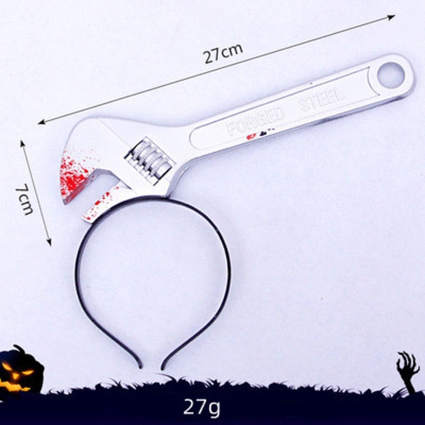 Mub- 2023 Plastic Halloween Headband Decorations Outdoor Scary Props Custom Simulation Party Decor Zombie For Adults Kids Fun silver wrench
