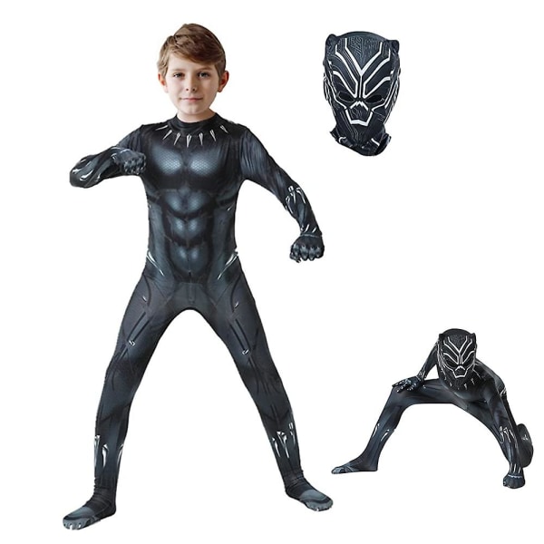 2022 Black Panther Bodysuit Cosplay Costume Party Jumpsuit Adult Kids Halloween Costume -a 170(160-170CM)
