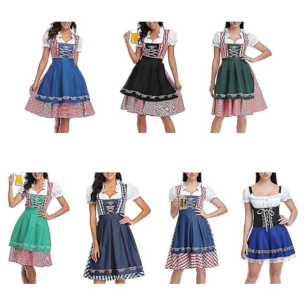 Naisten Oktoberfestin asu Aikuisten Dirndl Saksan perinteinen Baijerin olutfestivaali Karnevaali Fraulein Cosplay Neito Puku Asuste -a Navy blue S
