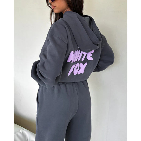 Mub- 2024 Vår och höst Vinter Ny Tröja Set Mode Sport Långärmad Pullover Hooded Sweatshirt Duo Set Dark gray M