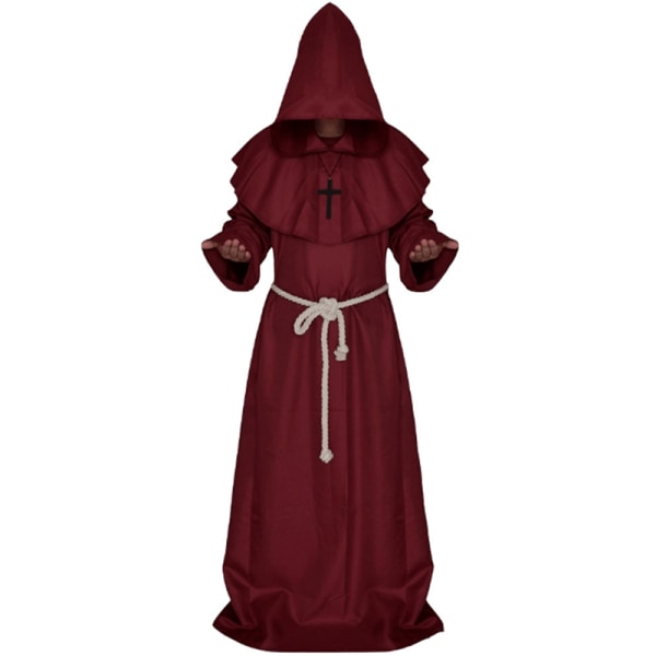 Anime Cosplay-kostymer för fester Sätter på sig medeltida munkkläder Långa Red M