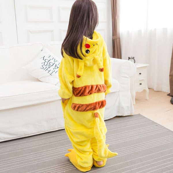 Perhe Halloween Cosplay-asu Eläin Keltainen Anime Pyjama Talvi Lämmin Piirretty Yöasu Yhteensopivat Vaatteet Äiti Lapsi Onesie 1 3T