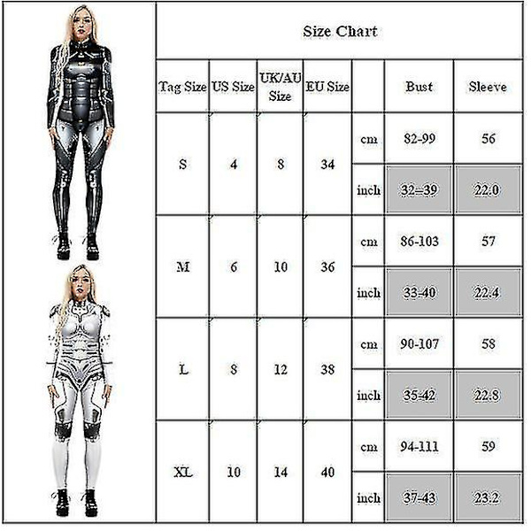Halloween 3D-robottipainatus cosplay-haalari, karnevaali-juhla, cyberpunk-leikkipuku, naamiaisasu, yhteensopiva naisten aikuisten kanssa -a White M