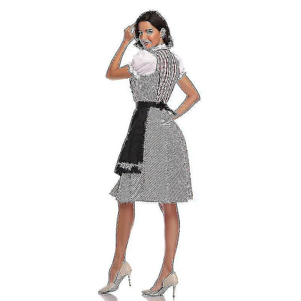 Korkea laatu perinteinen saksalainen ruudullinen Dirndl-mekko Oktoberfestin asu aikuisille naisille Halloween-naamiaiset -a Style1 Black XXXL