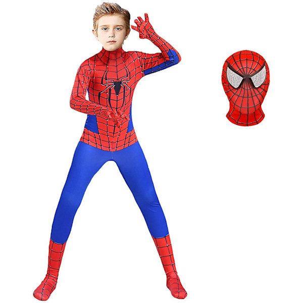 Spiderman Cosplay-drakt for barn - The Amazing Spider-man-kostyme Zentai Bodysuit Superhelt Jumpsuit for voksne og gutter -a Kids-XS-100cm