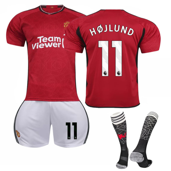 23- Manchester United hemma Fotboll Barntröja nr 11 Højlund -i 24