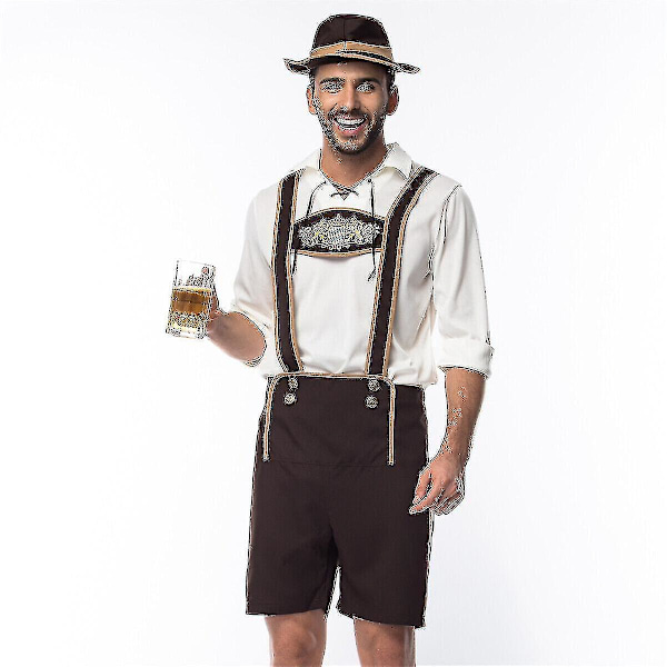 Miesten baijerilaiset nahkahousut, saksalainen Oktoberfestin perinteiset shortsit, olutkaverin asu -a 2XL