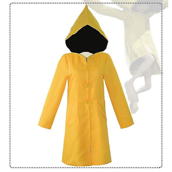 Kids Adult Little Nightmares Six Cosplay Yellow Long Cloak Hungry Kids Little Six Cosplay Costume Party Halloween -a 150CM