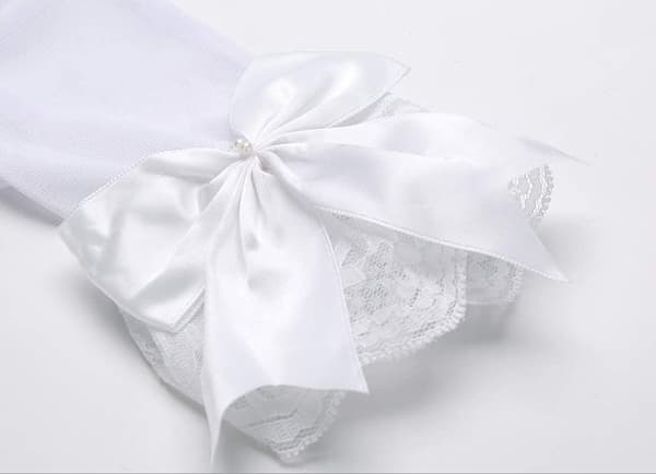 Bryllupshansker Korte Mesh Sorte Blonde Rosetthansker white