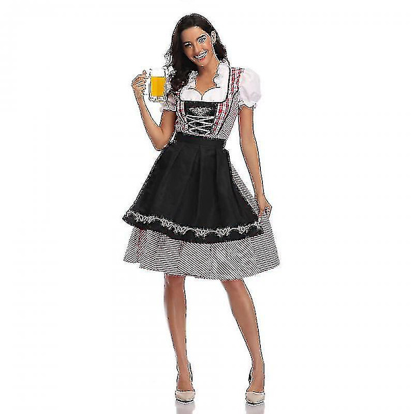 Hög kvalitet traditionell tysk pläd Dirndl klänning Oktoberfest kostym outfit för vuxna kvinnor Halloween fancy party Style4 4XL