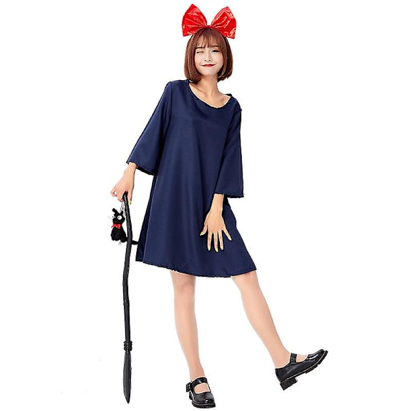 Japansk heks Otaku Kiki Cosplay kostyme voksen enkel japansk liten heks heks kjole -a 170cm