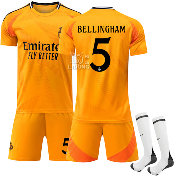 Xbi- 2425 Real Madrid Borte Fodboldtrøje Sæt Orange 5 BELLINGHAM #18