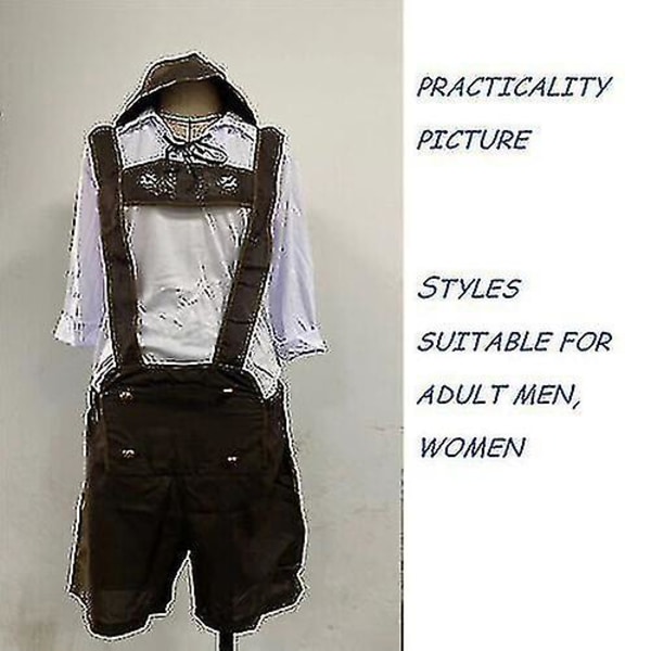 Men Bavarian Lederhosen German Oktoberfest Traditional Shorts Beer Guy Costume -a XL