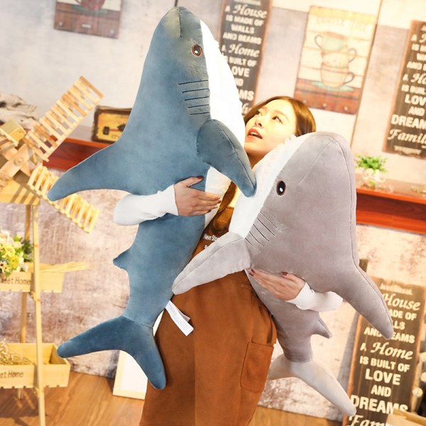 Mub- 55/80/100/120/140cm Stuffed Animal Plush Shark Skin With Zipper Logo Available Vacuum Waterproof Tape Packing Sent To Your Agent Blue 100cm