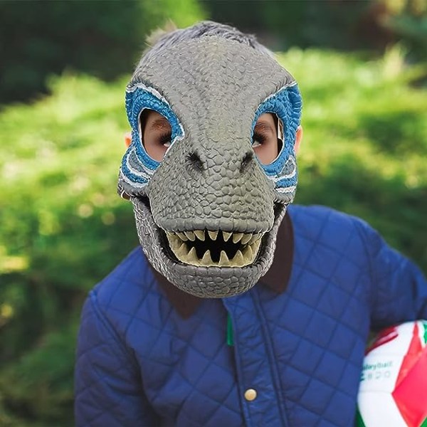 Iögonfallande dinosauriemask, Dino Mask Moving Jaw Decor, Latex Dress Up Huvudbonader med öppning Moving Jaw, Cosplay Party B