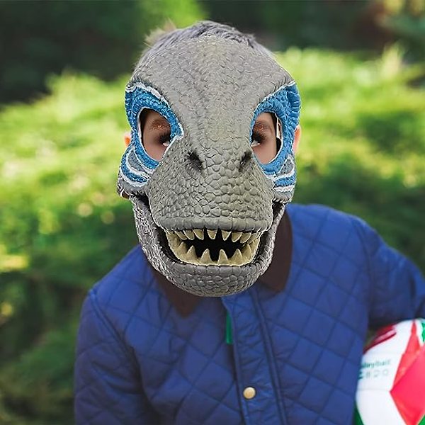 Iøjnefaldende dinosaurmaske, Dino Mask Moving Jaw Decor, Latex Dress Up Hovedbeklædning med åbning Moving Jaw, Cosplay Party B
