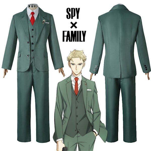Mub- Anime  Cosplay Spy X Family Costumes Twilight Green Outfit Men's Suit Halloween Carnival Shirt Tie Vest Blond Wig Set Loid Forger 2 XL