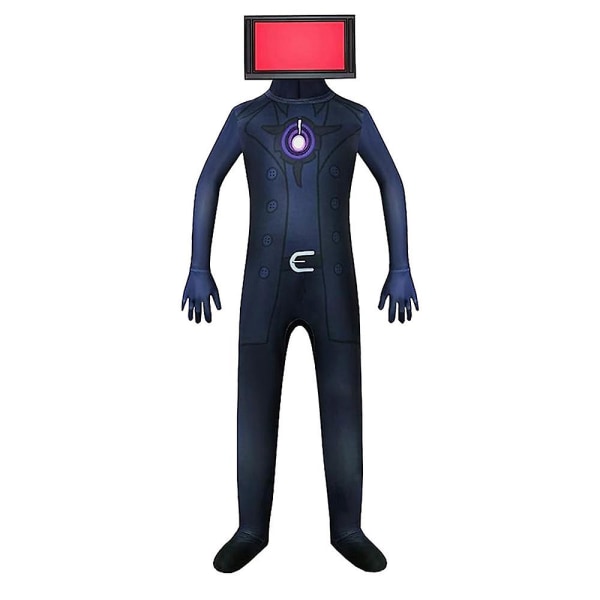 Skibidi Toilet Horror Game Cosplay Jumpsuit Performance Costume Kids Boys Girls Tv Man Cameraman Halloween Carnival Fancy Dress Up -a TV man 7-8 Years