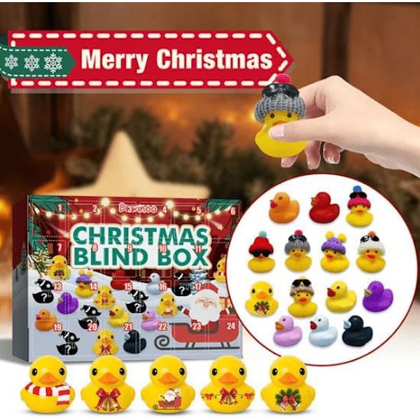 Mub- Jul Advent Gummi Anka Barn Gåva Adventsdag Blind Box Countdown 18pcs