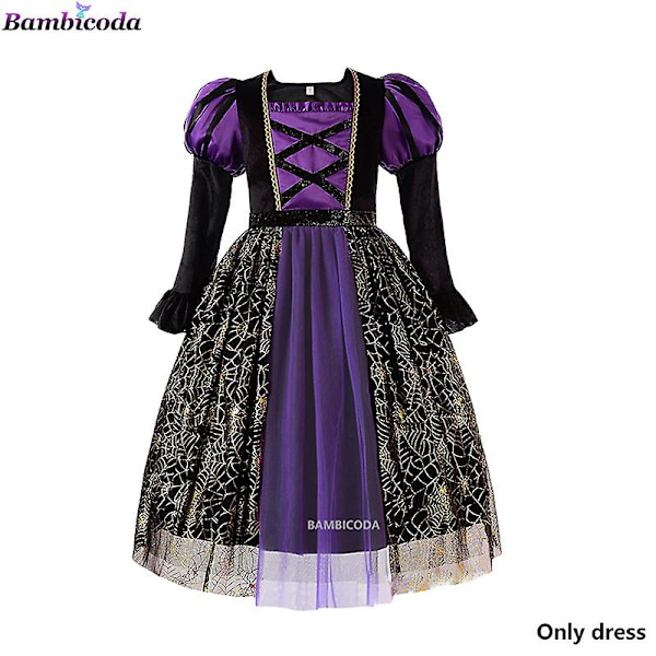 Halloween Barn Kostyme for Jenter - Heks, Spøkelse, Goth - Kjole, Kappe, Tutu og Hekseshatt - Perfekt for Purim og Karneval c5 9-10T(140)