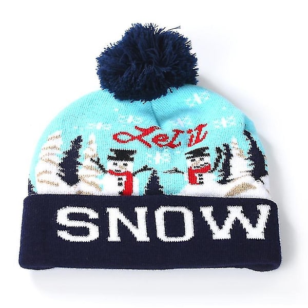 LED Julehat, Lysende Julehat Strikhue .c Snowman
