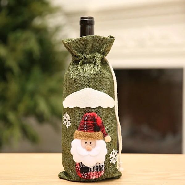 Mub- Rødvin Flaske Julemand Cover Bag Hjem Jul Dekoration Jule Produkter green